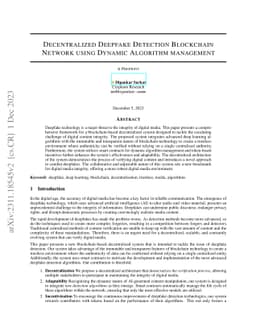Decentralized Deepfake Detection Blockchain Network using Dynamic
  Algorithm management