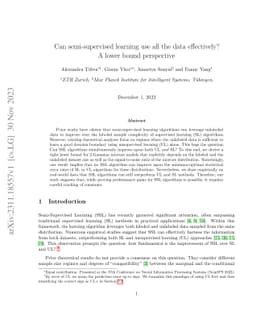 Can semi-supervised learning use all the data effectively? A lower bound
  perspective