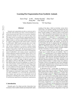 Learning Part Segmentation from Synthetic Animals