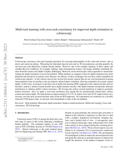 Multi-task learning with cross-task consistency for improved depth
  estimation in colonoscopy