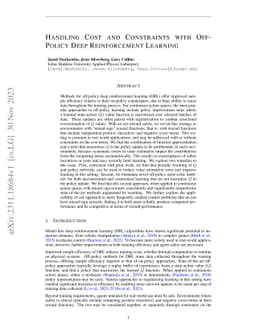 Handling Cost and Constraints with Off-Policy Deep Reinforcement
  Learning