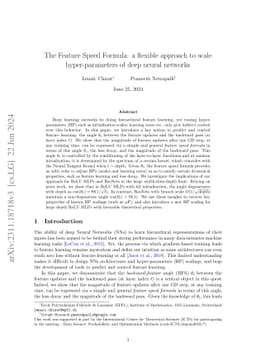 The Feature Speed Formula: a flexible approach to scale hyper-parameters
  of deep neural networks