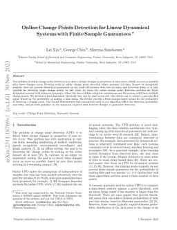 Online Change Points Detection for Linear Dynamical Systems with Finite
  Sample Guarantees