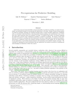 Pre-registration for Predictive Modeling