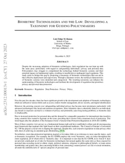 Biometric Technologies and the Law: Developing a Taxonomy for Guiding
  Policymakers