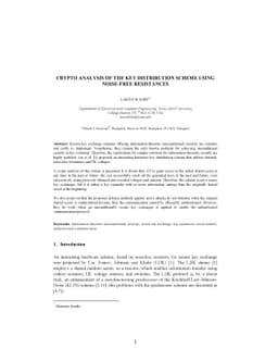 Crypto analysis of the key distribution scheme using noise-free
  resistances