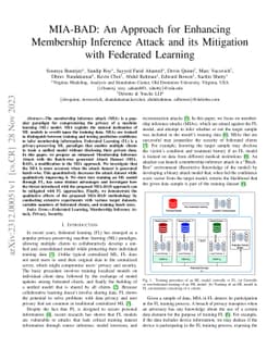 MIA-BAD: An Approach for Enhancing Membership Inference Attack and its
  Mitigation with Federated Learning