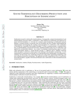 Sound Terminology Describing Production and Perception of Sonification