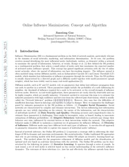 Online Influence Maximization: Concept and Algorithm