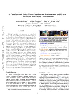 A Video is Worth 10,000 Words: Training and Benchmarking with Diverse
  Captions for Better Long Video Retrieval