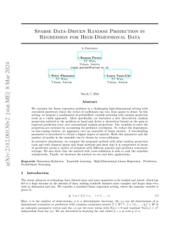 Sparse Data-Driven Random Projection in Regression for High-Dimensional
  Data