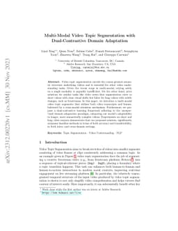 Multi-Modal Video Topic Segmentation with Dual-Contrastive Domain
  Adaptation