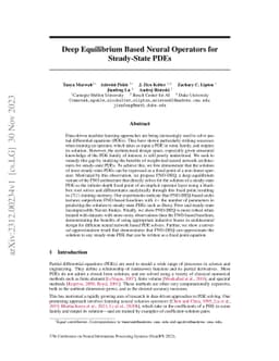 Deep Equilibrium Based Neural Operators for Steady-State PDEs