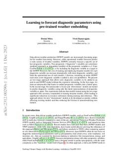 Learning to forecast diagnostic parameters using pre-trained weather
  embedding