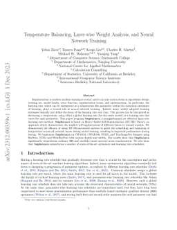 Temperature Balancing, Layer-wise Weight Analysis, and Neural Network
  Training