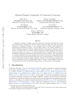 Optimal Sample Complexity of Contrastive Learning
