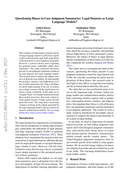 Questioning Biases in Case Judgment Summaries: Legal Datasets or Large
  Language Models?