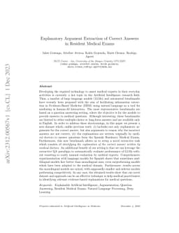 Explanatory Argument Extraction of Correct Answers in Resident Medical
  Exams