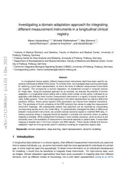 Investigating a domain adaptation approach for integrating different
  measurement instruments in a longitudinal clinical registry