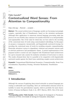 Contextualized word senses: from attention to compositionality