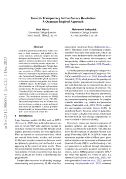 Towards Transparency in Coreference Resolution: A Quantum-Inspired
  Approach