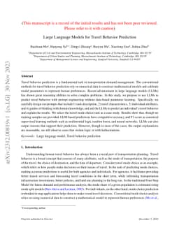 Large Language Models for Travel Behavior Prediction