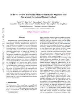 RLHF-V: Towards Trustworthy MLLMs via Behavior Alignment from
  Fine-grained Correctional Human Feedback