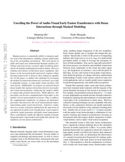 Unveiling the Power of Audio-Visual Early Fusion Transformers with Dense
  Interactions through Masked Modeling