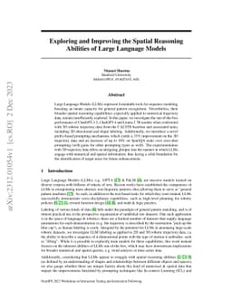 Exploring and Improving the Spatial Reasoning Abilities of Large
  Language Models