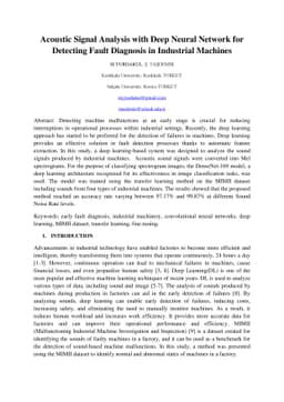 Acoustic Signal Analysis with Deep Neural Network for Detecting Fault
  Diagnosis in Industrial Machines