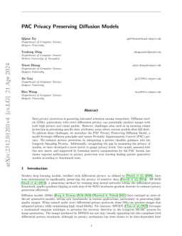 PAC Privacy Preserving Diffusion Models