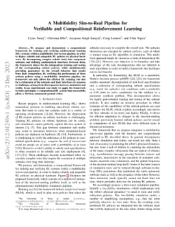 A Multifidelity Sim-to-Real Pipeline for Verifiable and Compositional
  Reinforcement Learning