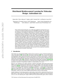 Distributed Reinforcement Learning for Molecular Design: Antioxidant
  case
