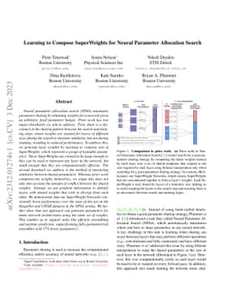 Learning to Compose SuperWeights for Neural Parameter Allocation Search