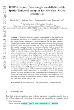 D$^2$ST-Adapter: Disentangled-and-Deformable Spatio-Temporal Adapter for
  Few-shot Action Recognition