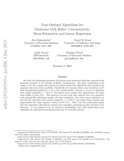 Near-Optimal Algorithms for Gaussians with Huber Contamination: Mean
  Estimation and Linear Regression