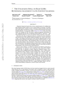 The Unlocking Spell on Base LLMs: Rethinking Alignment via In-Context
  Learning