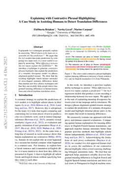 Explaining with Contrastive Phrasal Highlighting: A Case Study in
  Assisting Humans to Detect Translation Differences