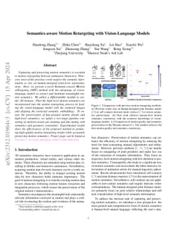 Semantics-aware Motion Retargeting with Vision-Language Models