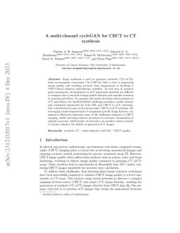 A multi-channel cycleGAN for CBCT to CT synthesis