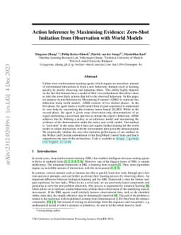Action Inference by Maximising Evidence: Zero-Shot Imitation from
  Observation with World Models