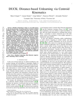 DUCK: Distance-based Unlearning via Centroid Kinematics
