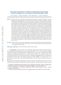 Uncertainty Quantification in Machine Learning Based Segmentation: A Post-Hoc Approach for Left Ventricle Volume Estimation in MRI