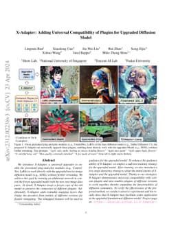 X-Adapter: Adding Universal Compatibility of Plugins for Upgraded
  Diffusion Model