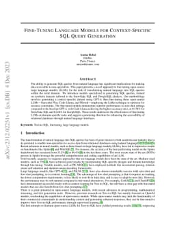 Fine-Tuning Language Models for Context-Specific SQL Query Generation