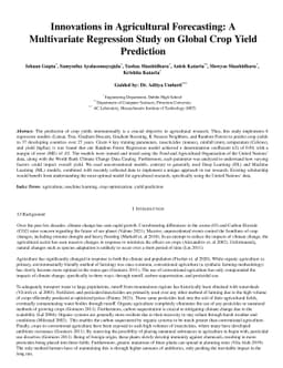 Innovations in Agricultural Forecasting: A Multivariate Regression Study
  on Global Crop Yield Prediction