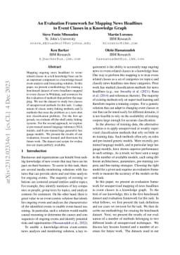 An Evaluation Framework for Mapping News Headlines to Event Classes in a
  Knowledge Graph