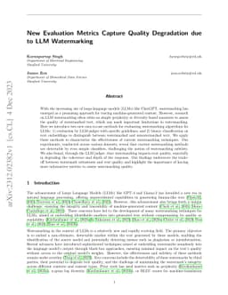 New Evaluation Metrics Capture Quality Degradation due to LLM
  Watermarking