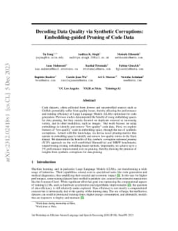 Decoding Data Quality via Synthetic Corruptions: Embedding-guided
  Pruning of Code Data