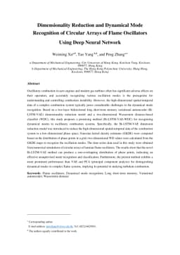 Dimensionality Reduction and Dynamical Mode Recognition of Circular
  Arrays of Flame Oscillators Using Deep Neural Network